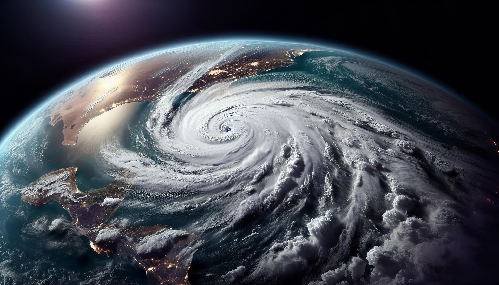 Satellite image from space of a hurricane