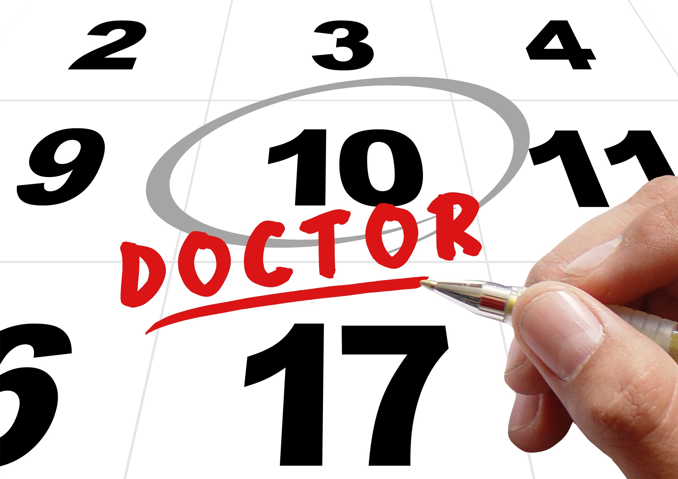 A calendar with a date circled and a note saying "Doctor."